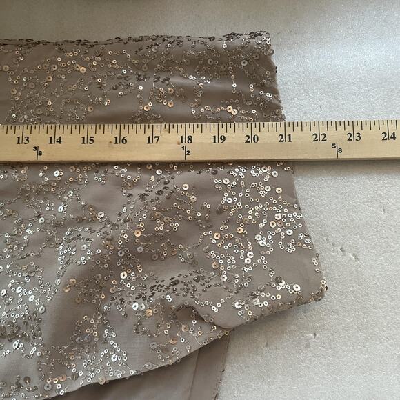 New York & Company Jacket Women XS Taupe Sequin Open Front Waterfall Blazer Top - Picture 9 of 11